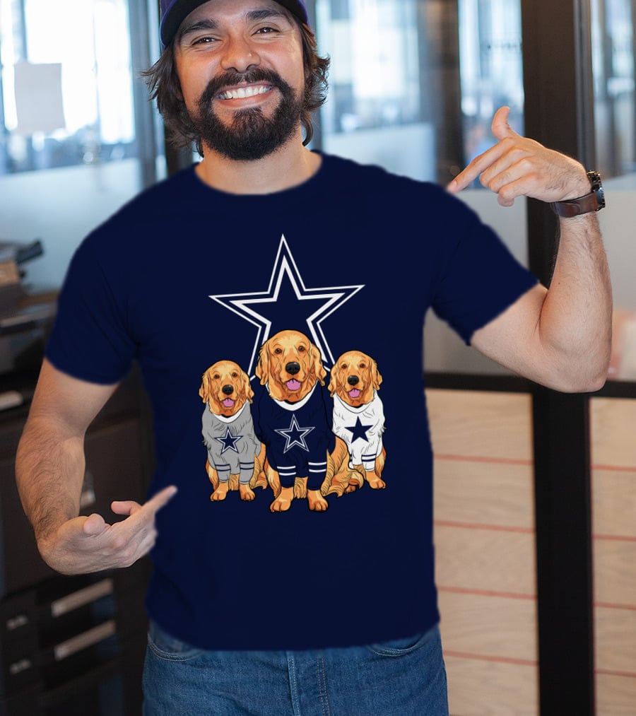 Dallas Cowboys Golden Retrievers Trio T-Shirt