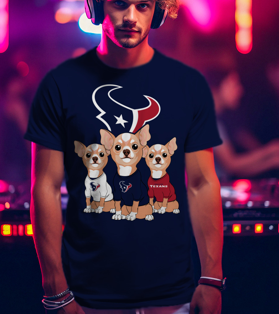 Houston Texans Chihuahua Trio Fan T-Shirt