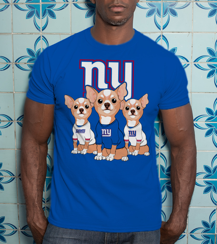 New York Giants Chihuahua Trio T-Shirt