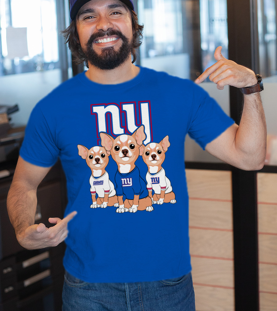 New York Giants Chihuahua Trio T-Shirt