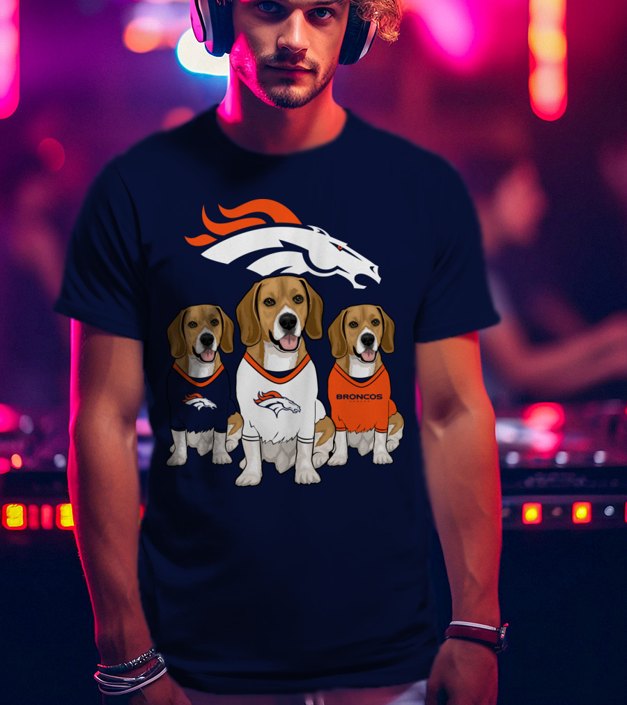Denver Broncos Beagle Trio T-Shirt