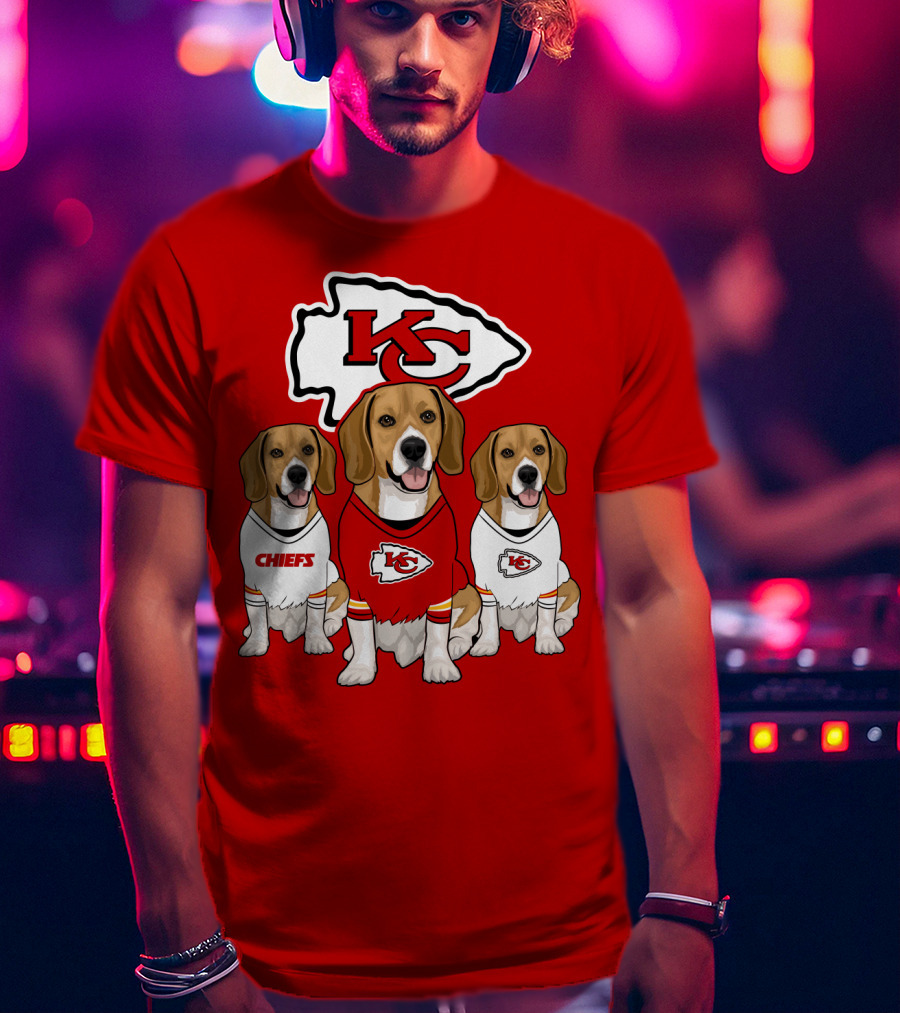 Kc Chiefs Beagle Trio Dogs T-Shirt