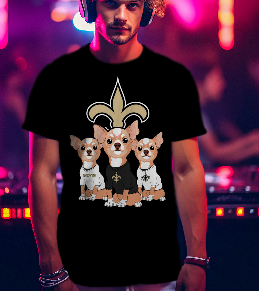  New Orleans Saints Chihuahua Trio T-Shirt