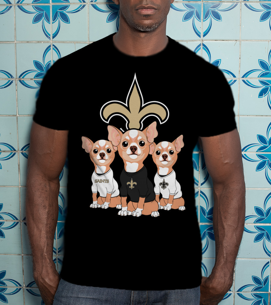 New Orleans Saints Chihuahua Trio T-Shirt