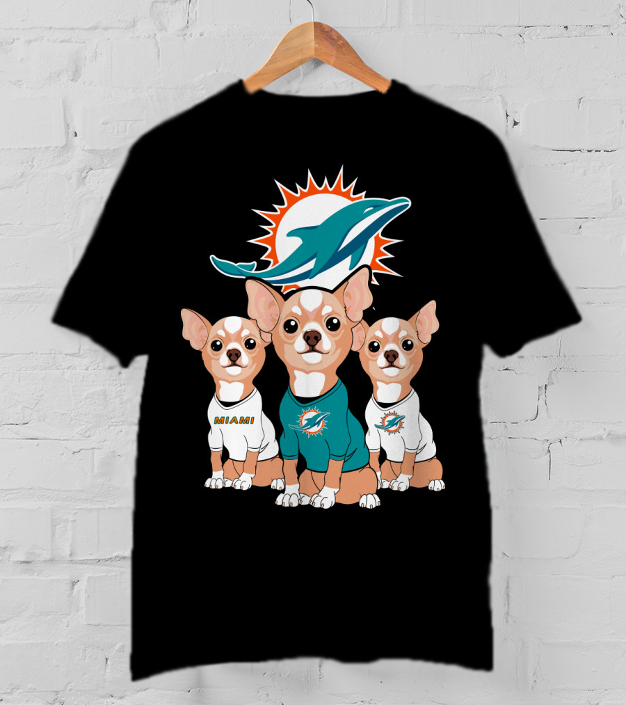 Miami Dolphins Chihuahua Trio T-Shirt