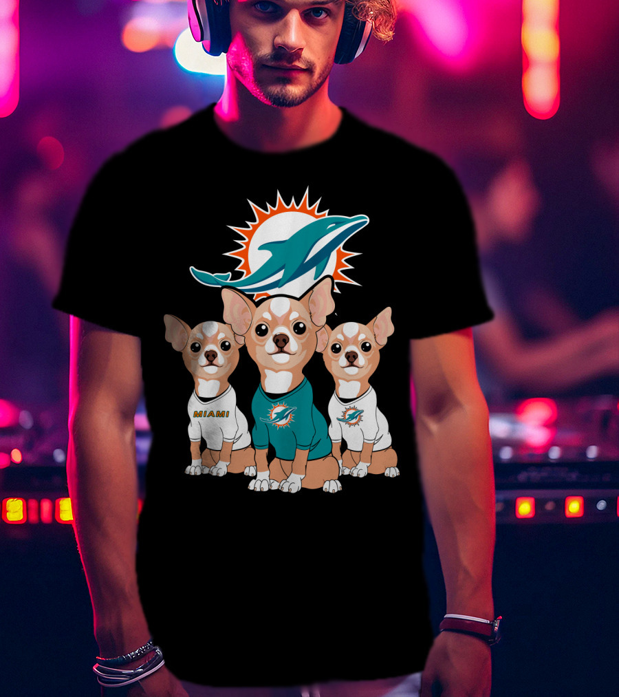 Miami Dolphins Chihuahua Trio T-Shirt
