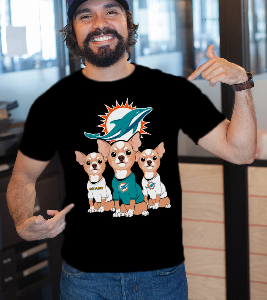 Miami Dolphins Chihuahua Trio T-Shirt