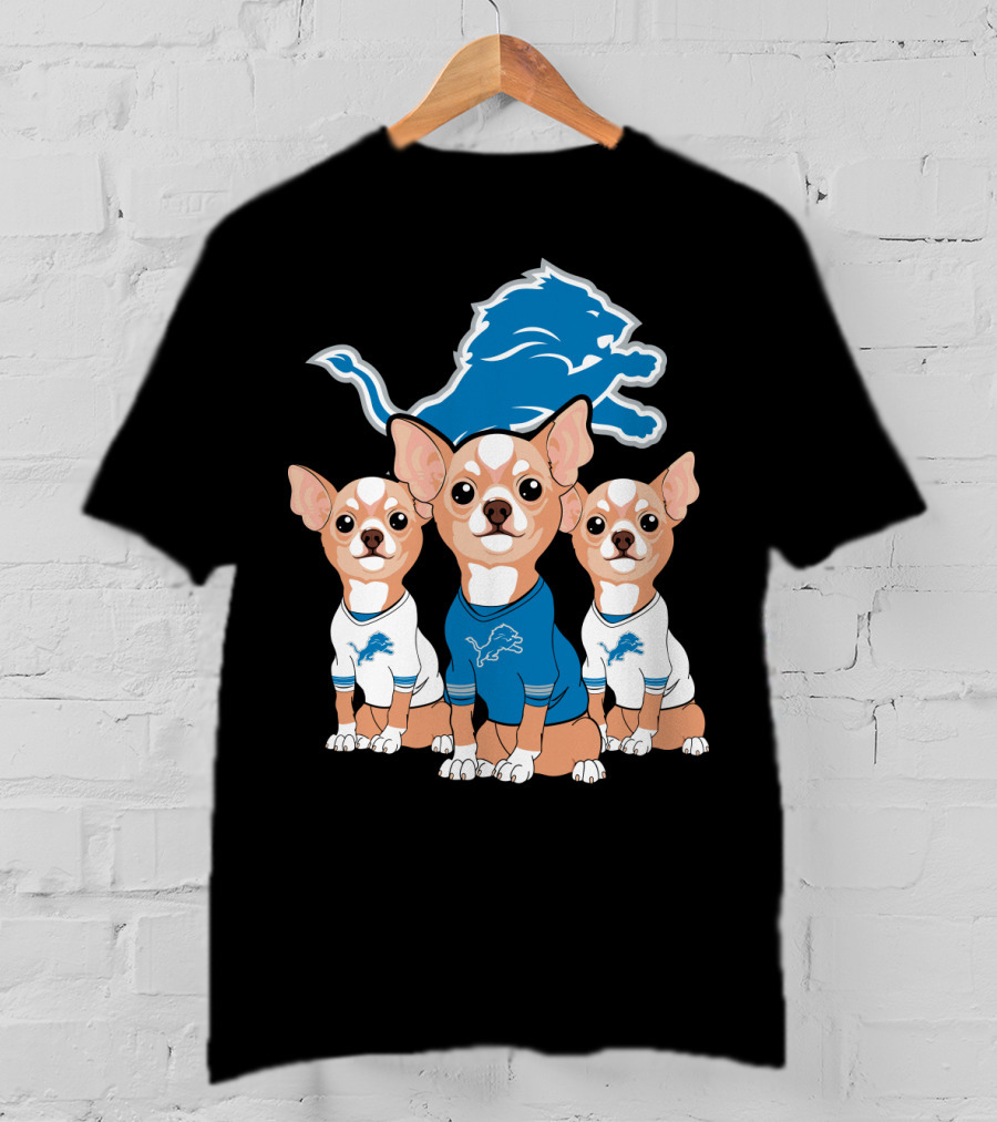 Detroit Lions Chihuahua Trio T-Shirt