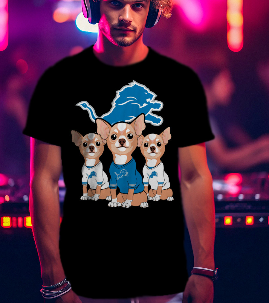 Detroit Lions Chihuahua Trio T-Shirt