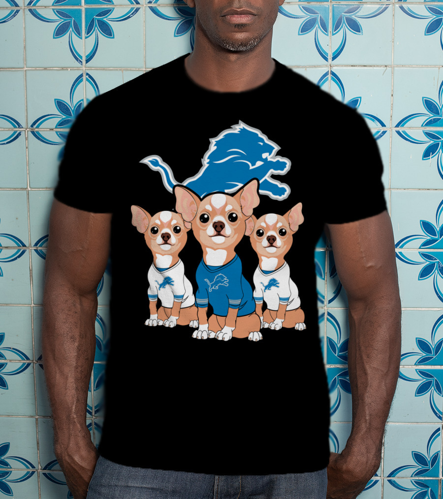 Detroit Lions Chihuahua Trio T-Shirt