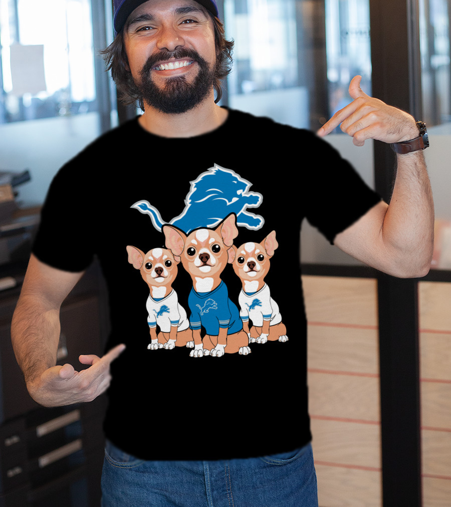 Detroit Lions Chihuahua Trio T-Shirt