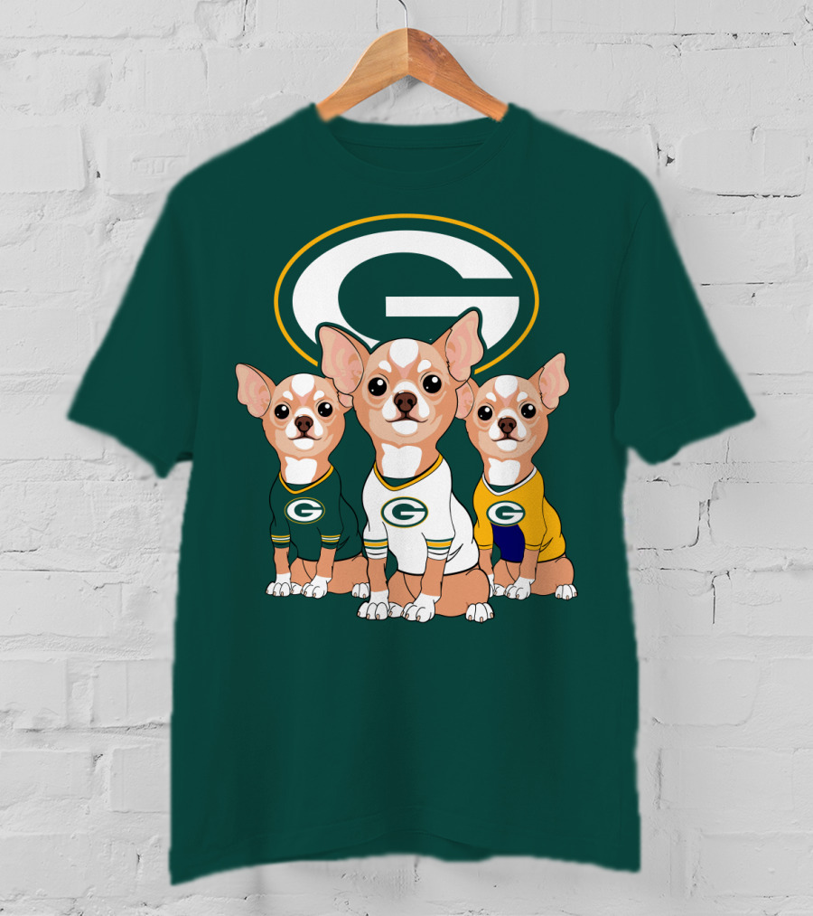 Green Bay Packers Chihuahua Trio T-Shirt