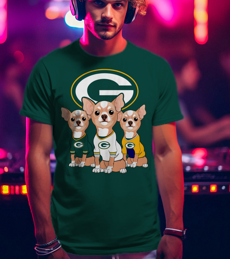 Green Bay Packers Chihuahua Trio T-Shirt