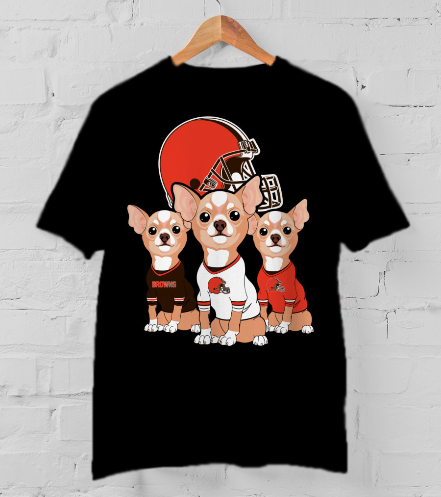Browns Football Chihuahua Trio T-Shirt