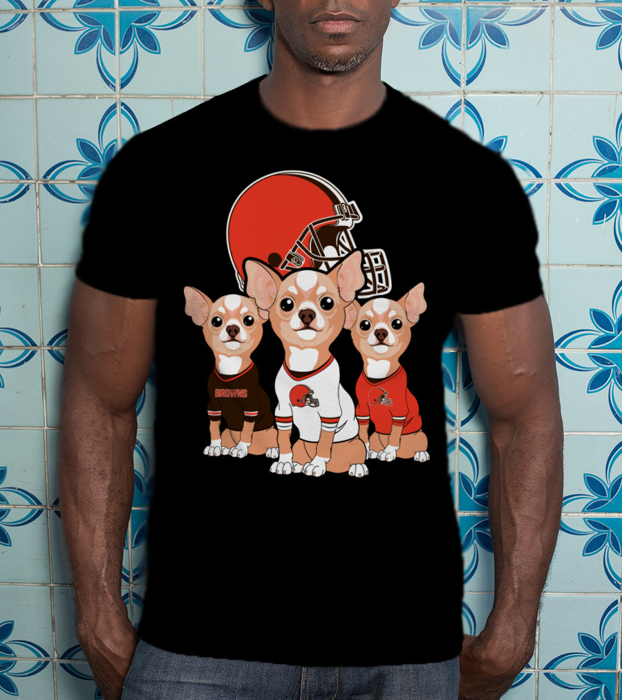 Browns Football Chihuahua Trio T-Shirt