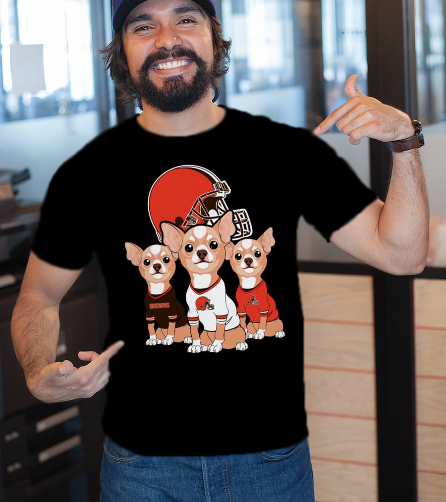 Browns Football Chihuahua Trio T-Shirt