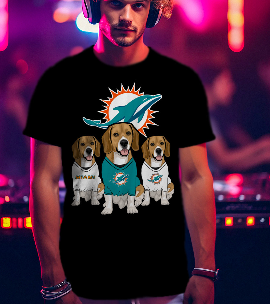 Miami Dolphins Beagle Trio T-Shirt