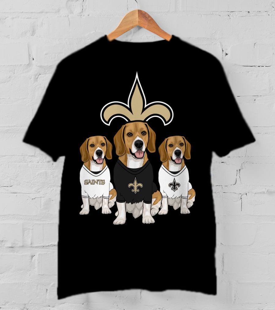 Saints Beagle Trio With Fleur-De-Lis T-Shirt