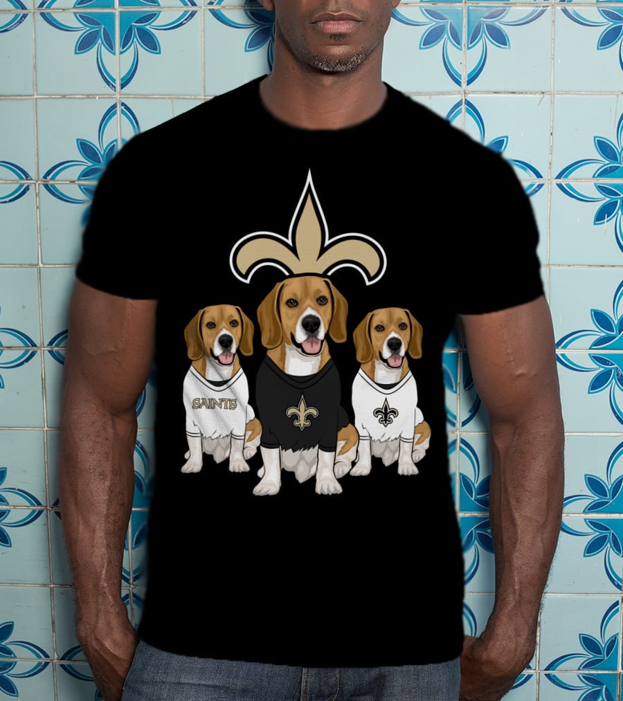 Saints Beagle Trio With Fleur-De-Lis T-Shirt