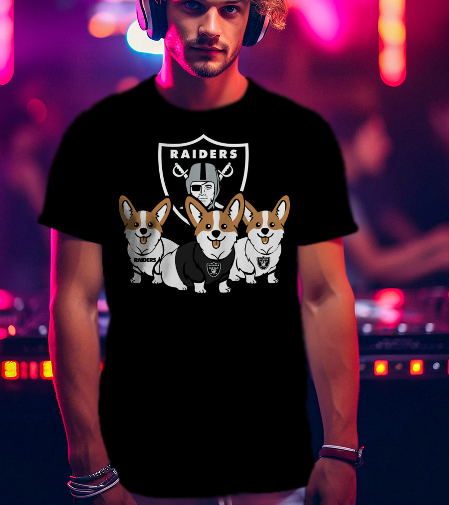 Las Vegas Raiders Corgi Dog T-Shirt