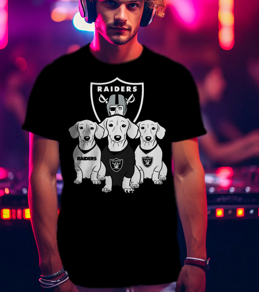 Las Vegas Raiders Dachshund Dog Trio T-Shirt