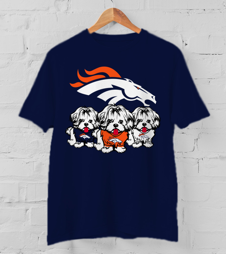 Shih Tzu Dogs Denver Broncos NFL Football Fan T-Shirt