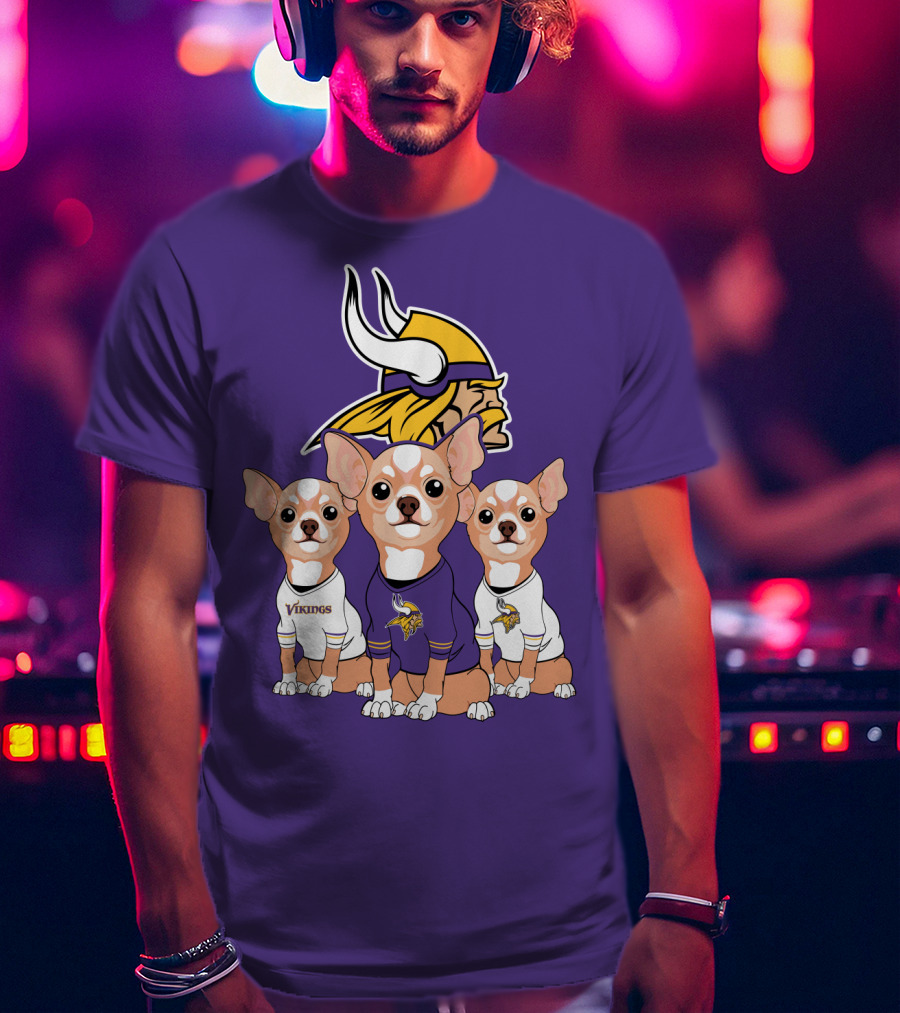 Minnesota Vikings Chihuahua Trio T-Shirt