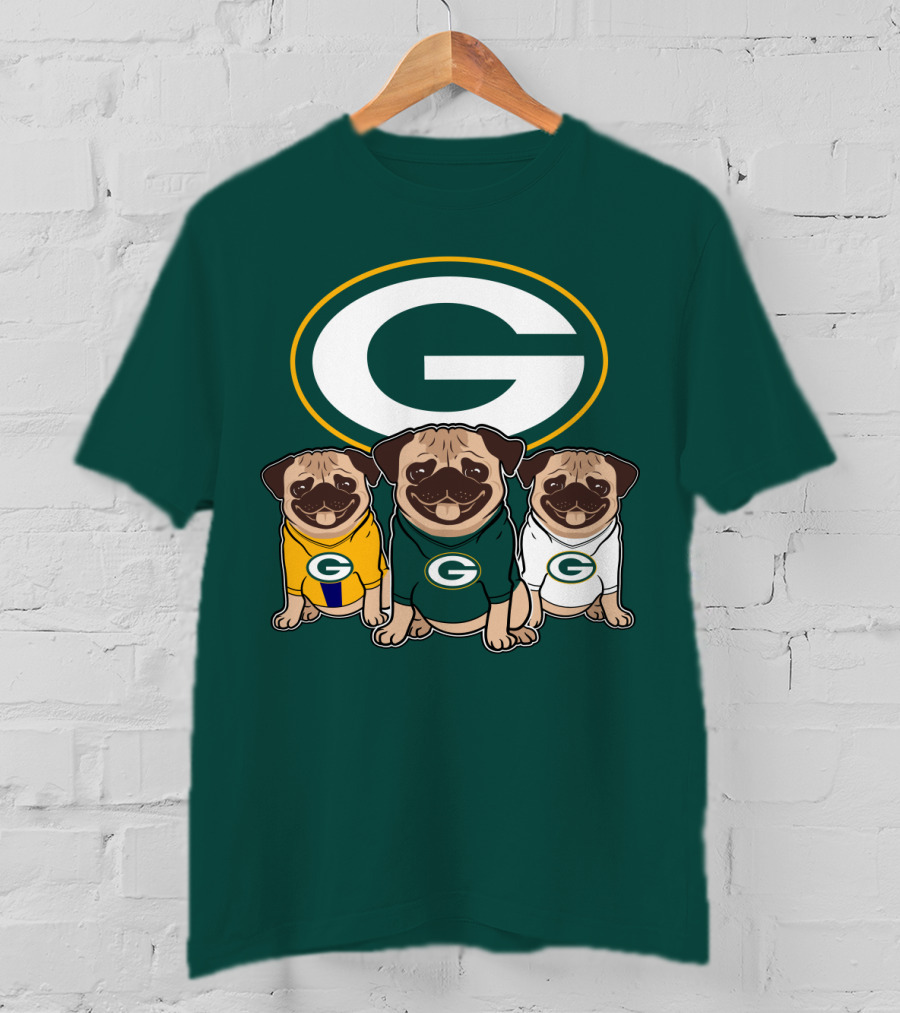Green Bay Packers Pug Trio T-Shirt
