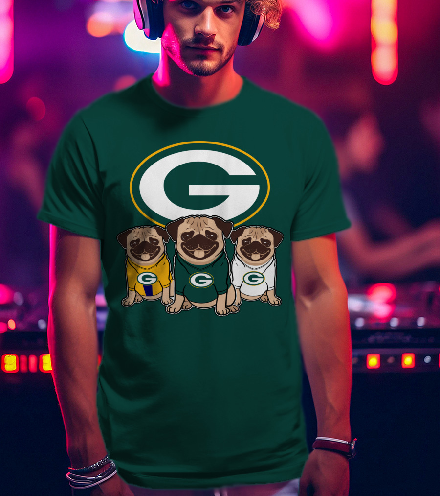 Green Bay Packers Pug Trio T-Shirt