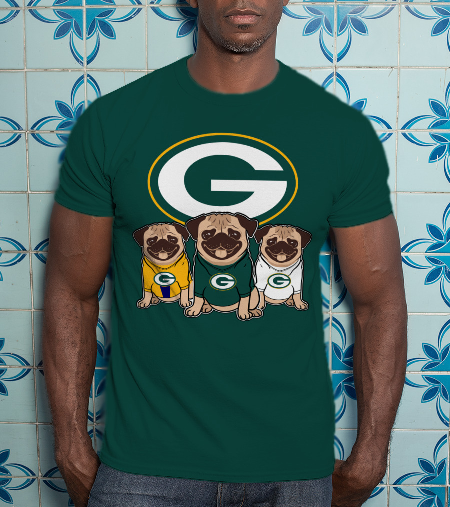 Green Bay Packers Pug Trio T-Shirt