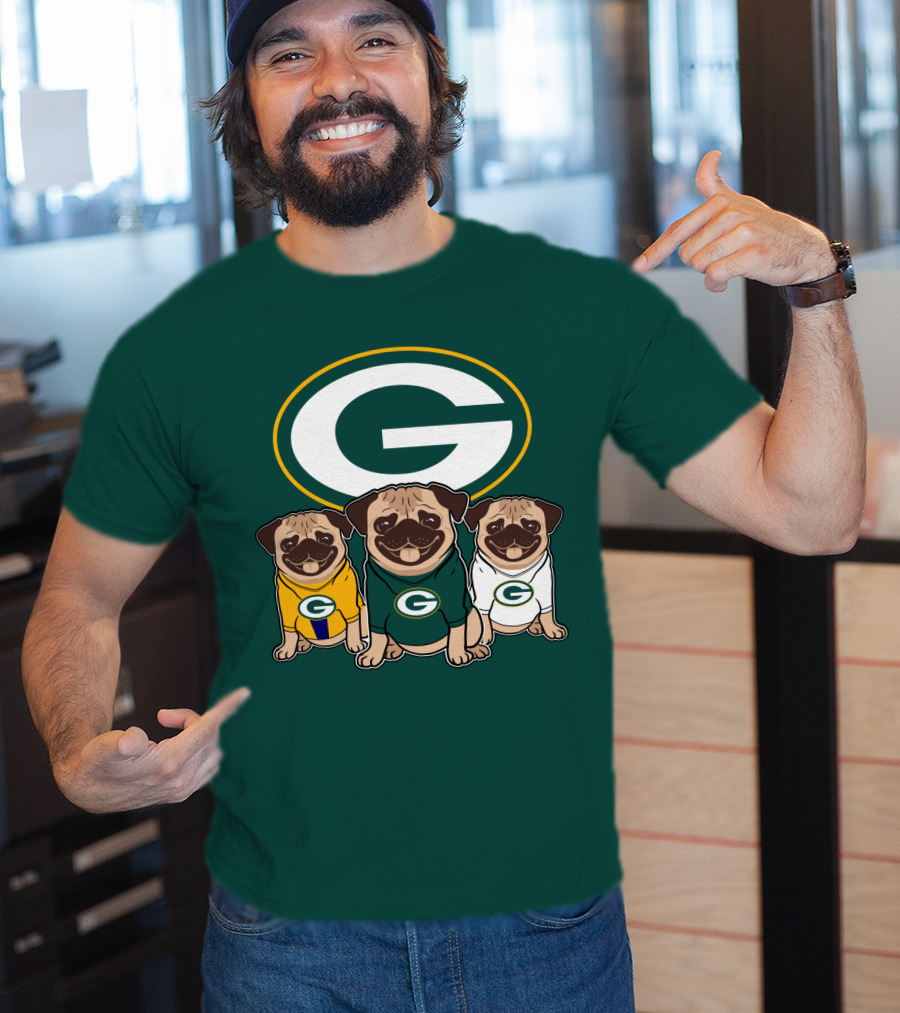 Green Bay Packers Pug Trio T-Shirt