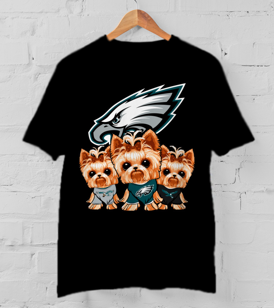 Philadelphia Eagles Yorkshire Terrier Puppy Trio T-Shirt