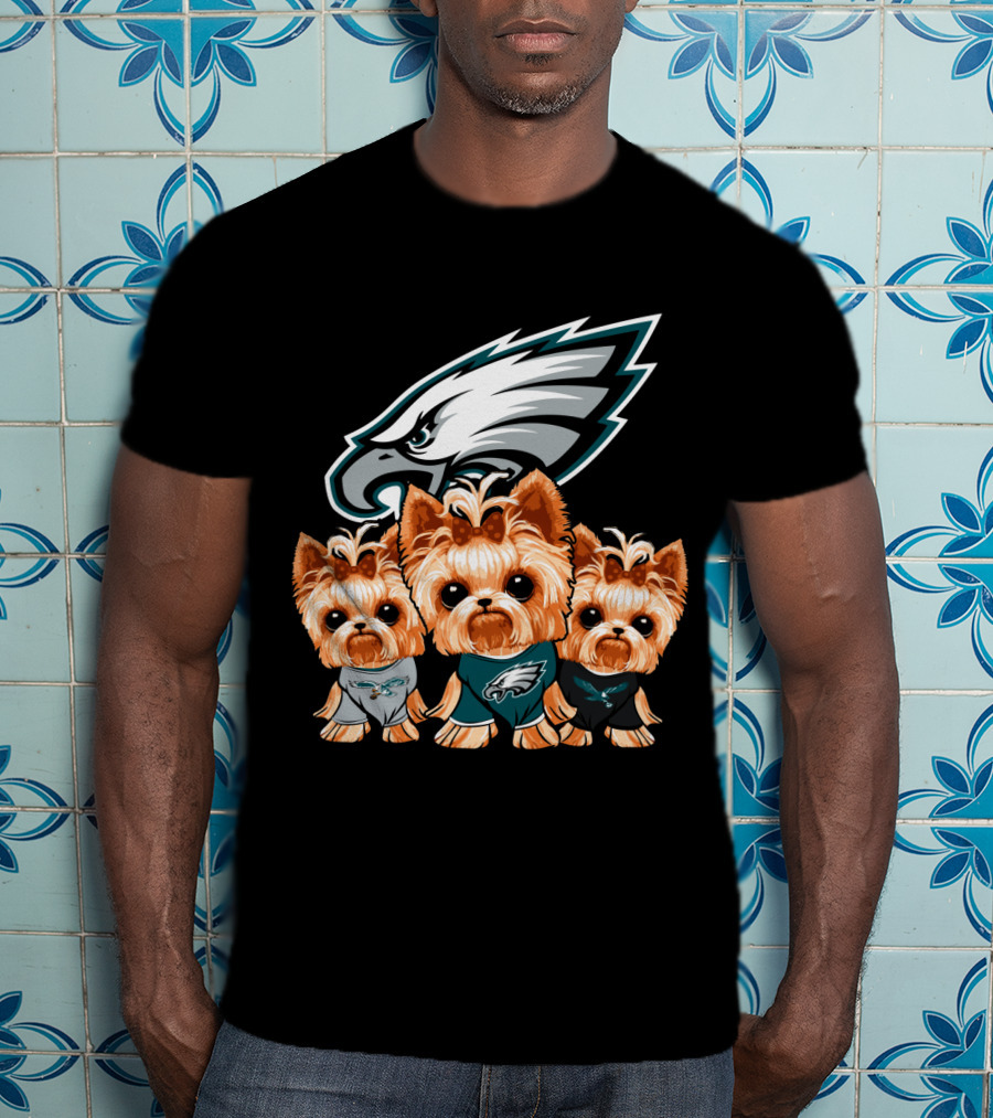 Philadelphia Eagles Yorkshire Terrier Puppy Trio T-Shirt