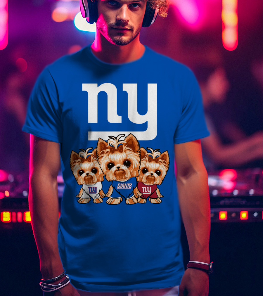 New York Giants Yorkshire Terrier T-Shirt