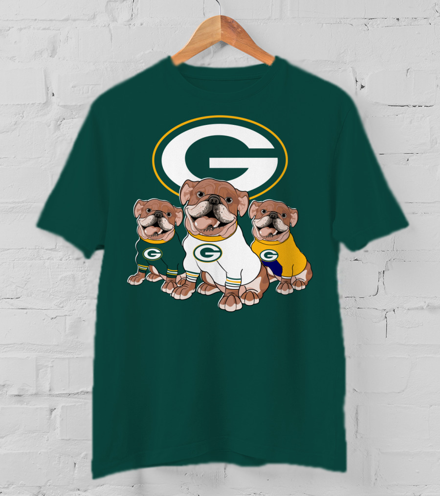 Bulldogs Wearing Green Bay Packers Jerseys T-Shirt