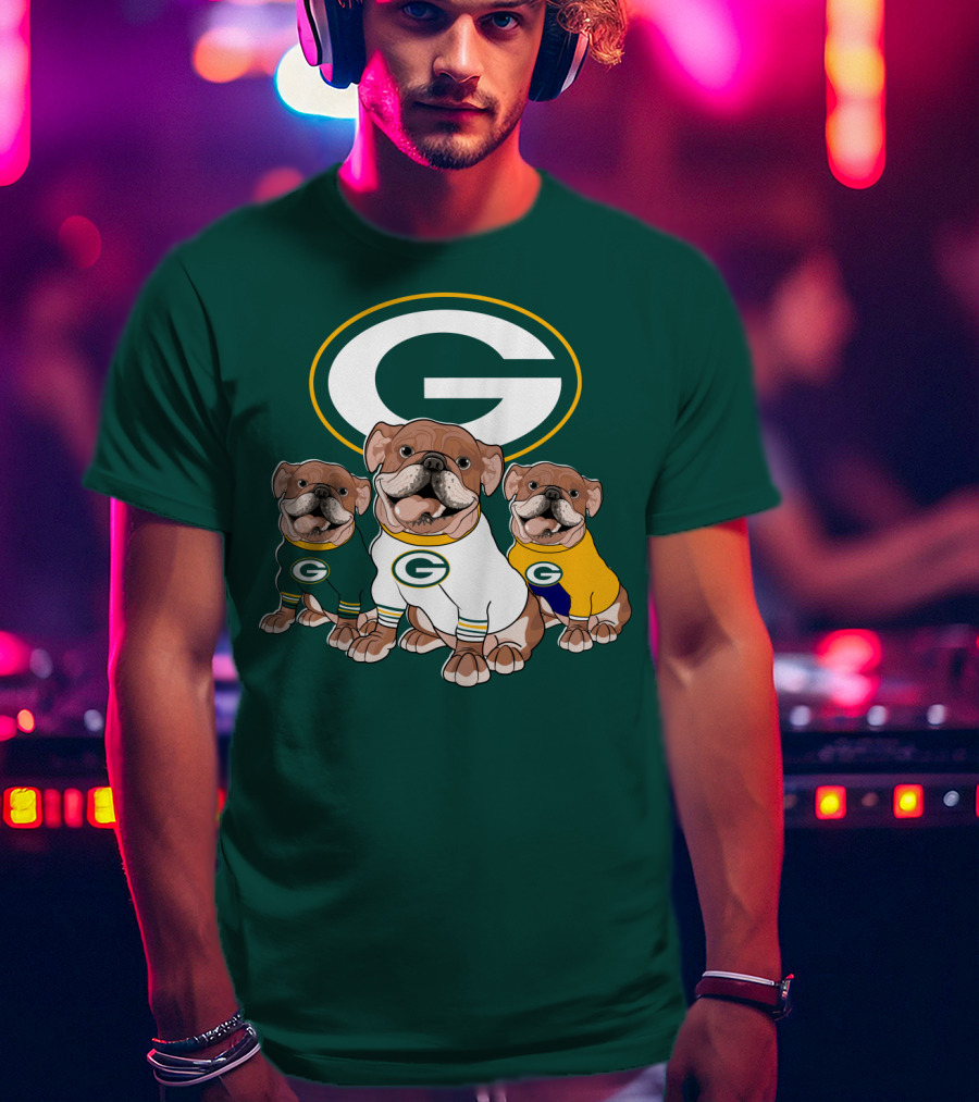 Bulldogs Wearing Green Bay Packers Jerseys T-Shirt