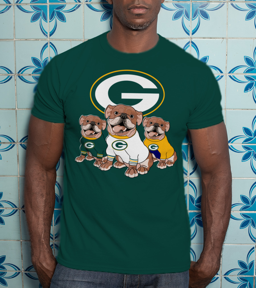 Bulldogs Wearing Green Bay Packers Jerseys T-Shirt