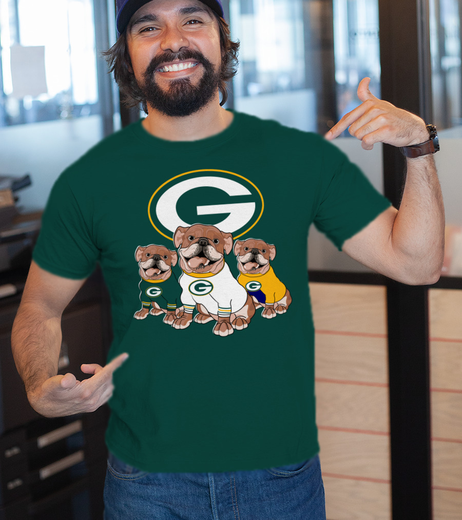 Bulldogs Wearing Green Bay Packers Jerseys T-Shirt