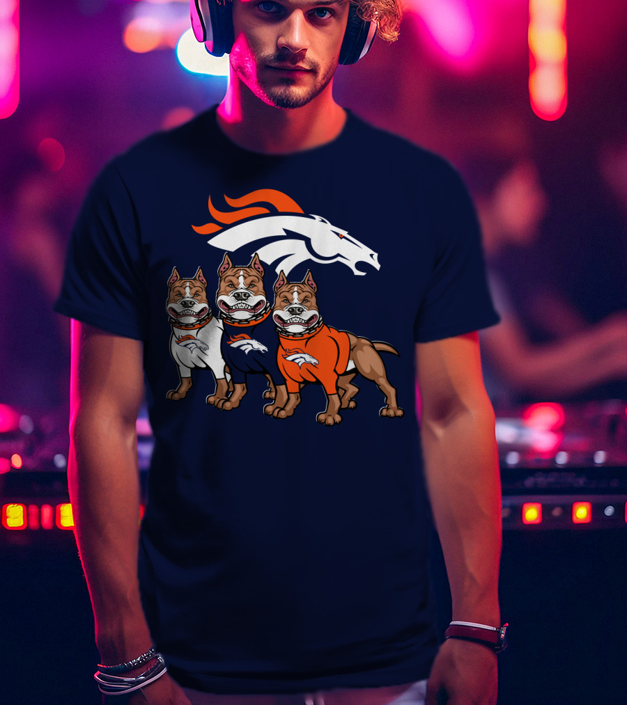 Denver Broncos With Pitbull T-Shirt