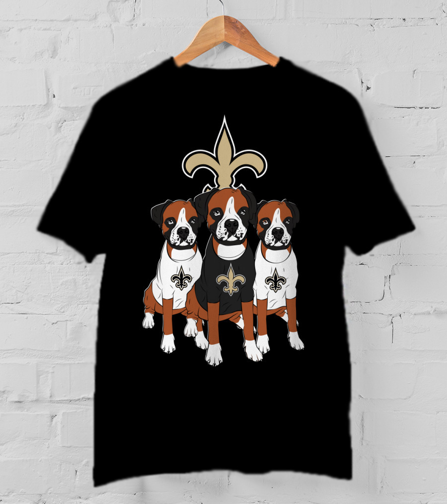 New Orleans Saints Boxer Dog Trio T-Shirt