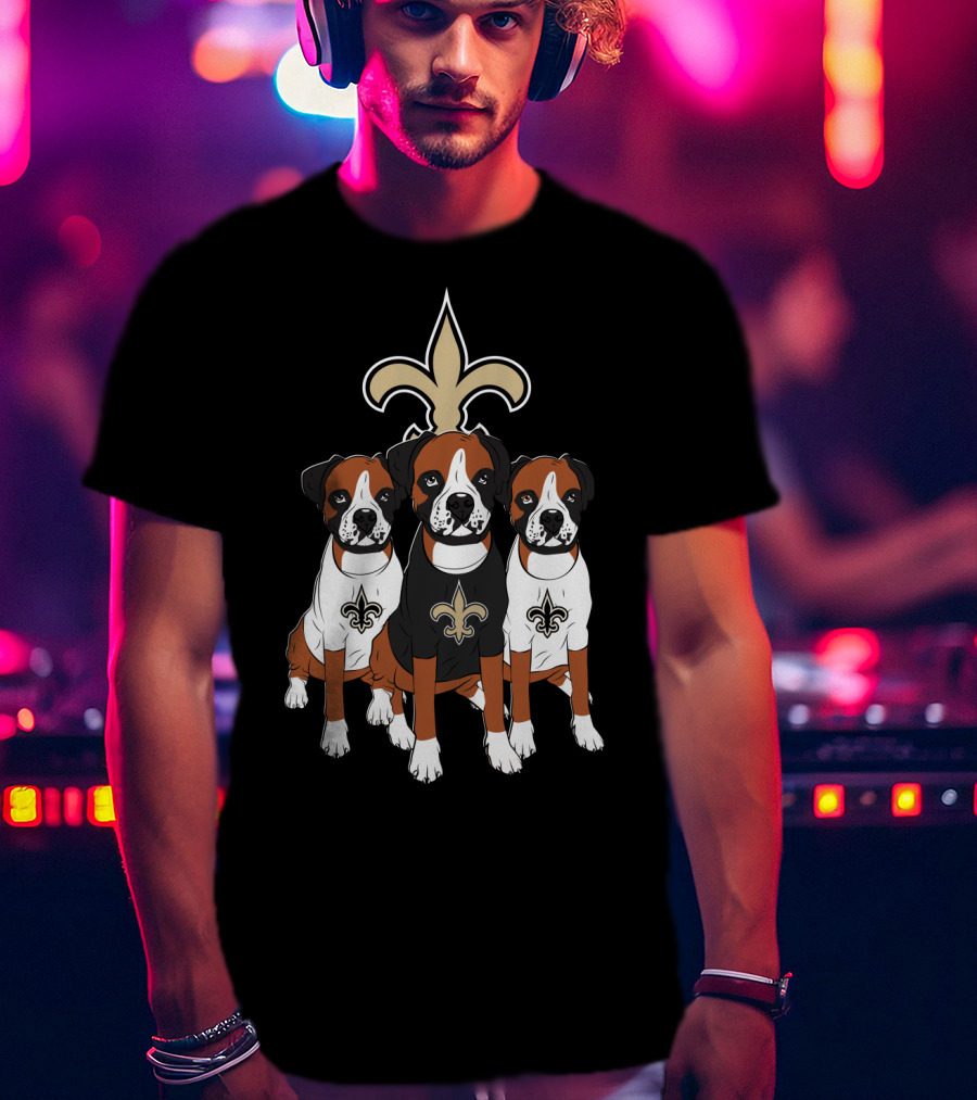 New Orleans Saints Boxer Dog Trio T-Shirt