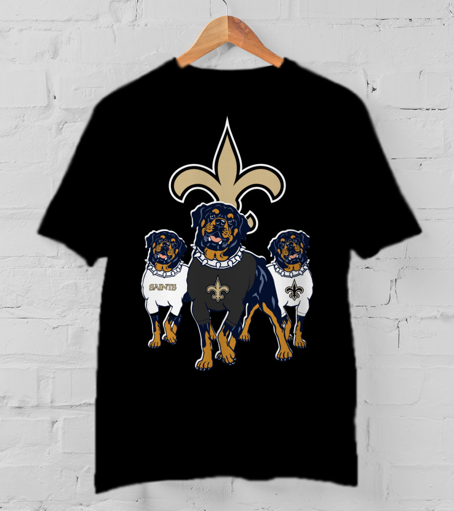 New Orleans Saints Rottweiler Trio Fleur-De-Lis T-Shirt