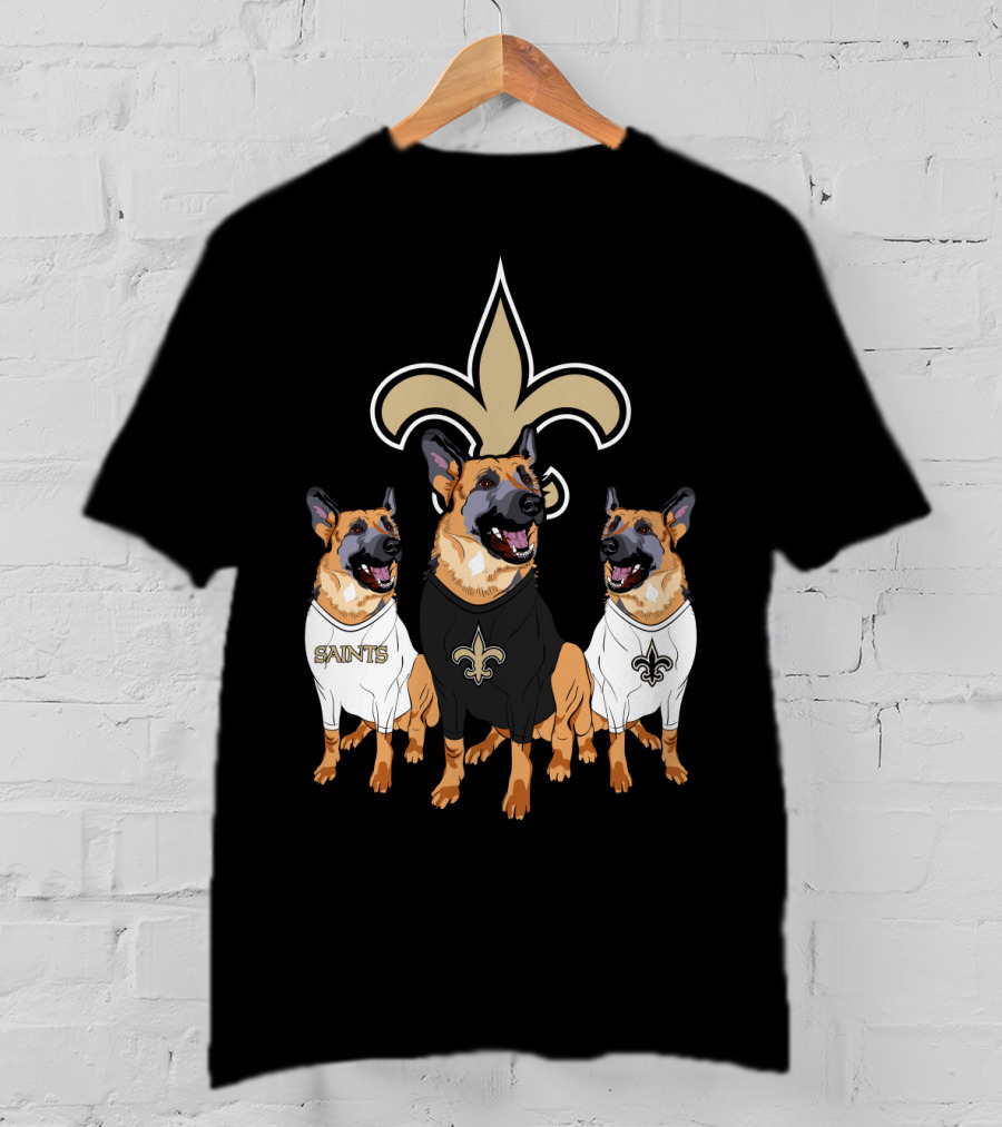 Saints Fleur-De-Lis German Shepherd Trio T-Shirt
