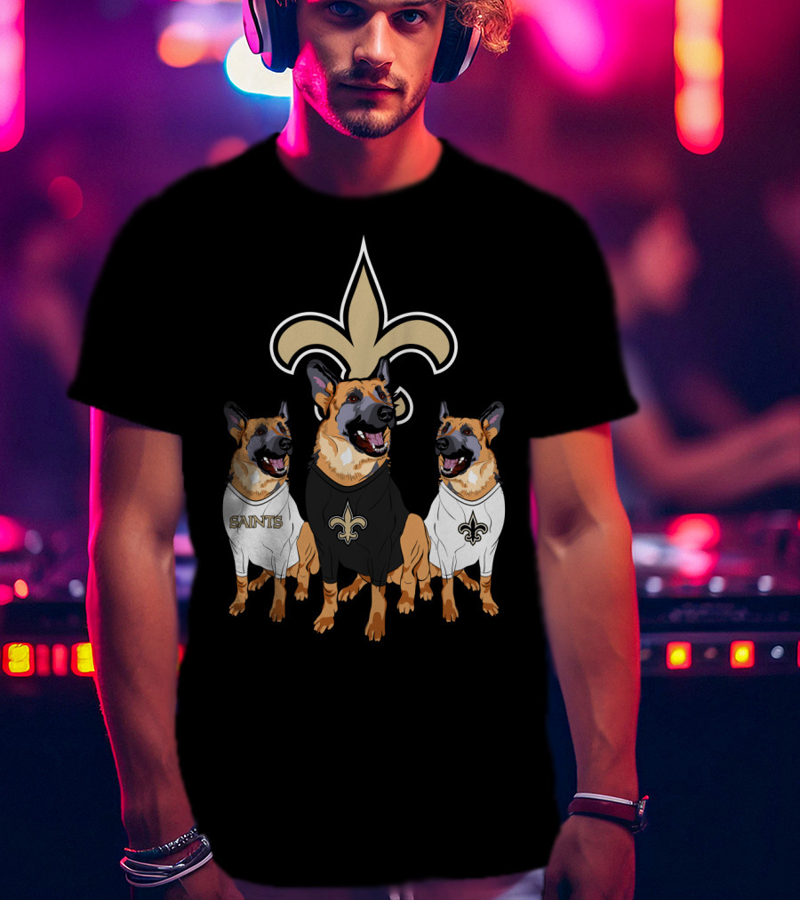 Saints Fleur-De-Lis German Shepherd Trio T-Shirt