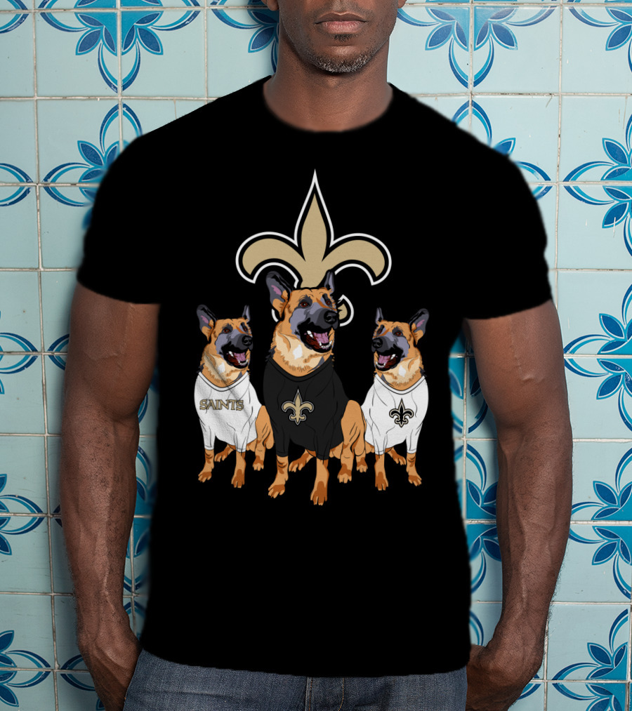 Saints Fleur-De-Lis German Shepherd Trio T-Shirt