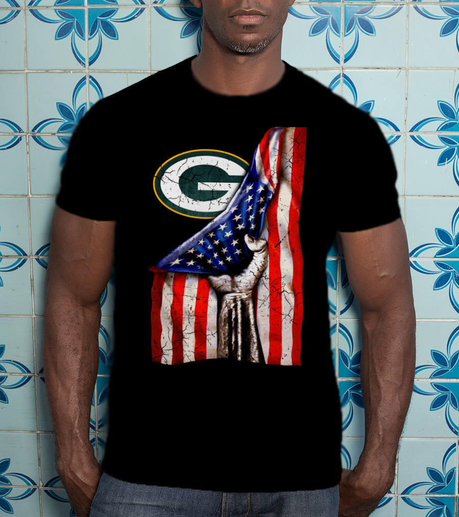 Patriotic Green Bay Packers American Flag Combination T-Shirt