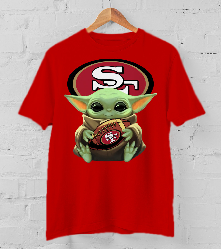 Baby Yoda Football 49ers Star Wars Crossover Fan T-Shirt