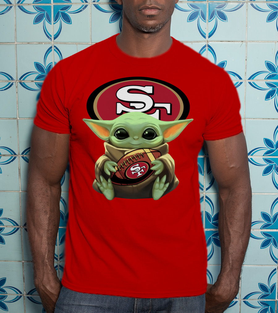 Baby Yoda Football 49ers Star Wars Crossover Fan T-Shirt