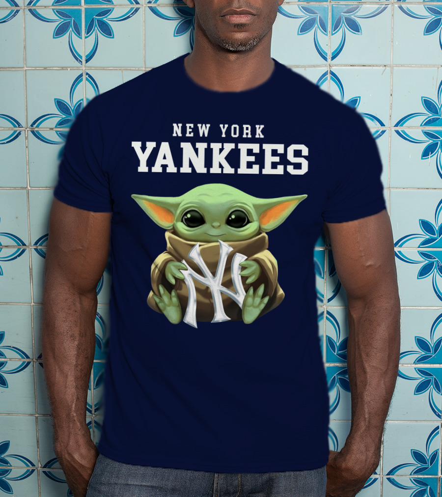 New York Yankees Baby Yoda Holding NY T-Shirt