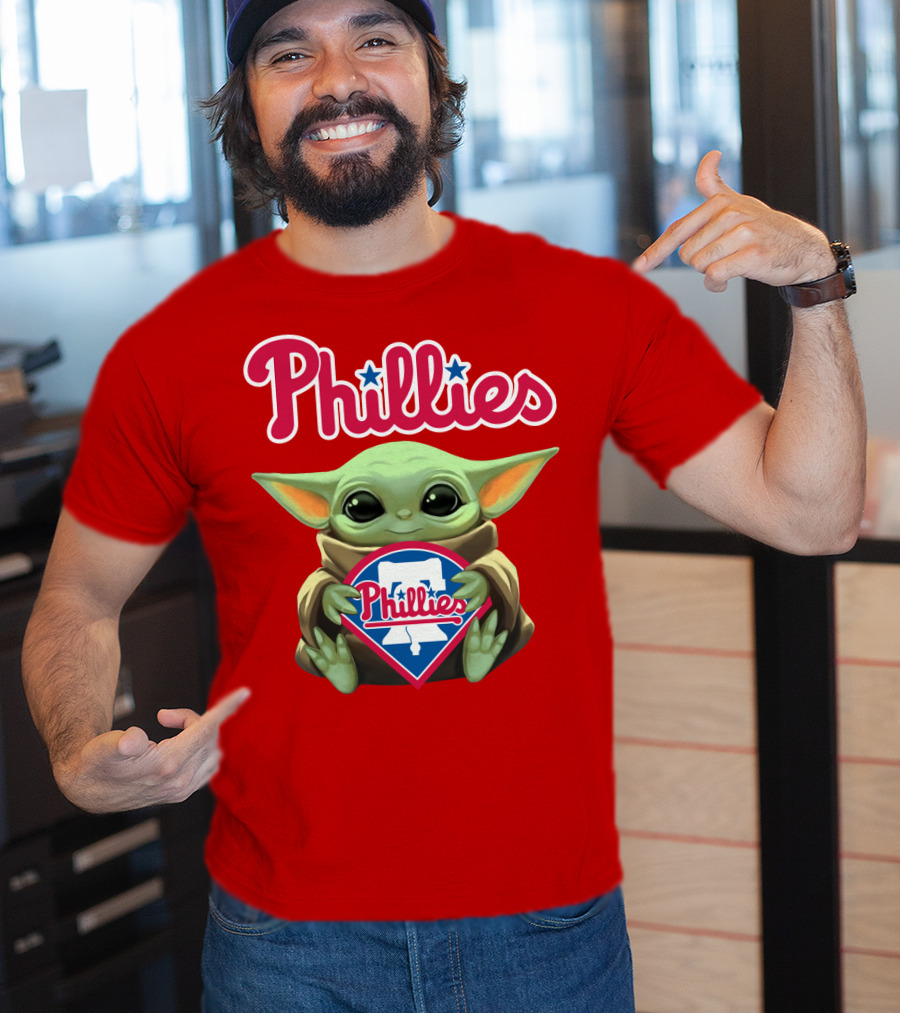 Phillies Baby Yoda Holding Phillies T-Shirt
